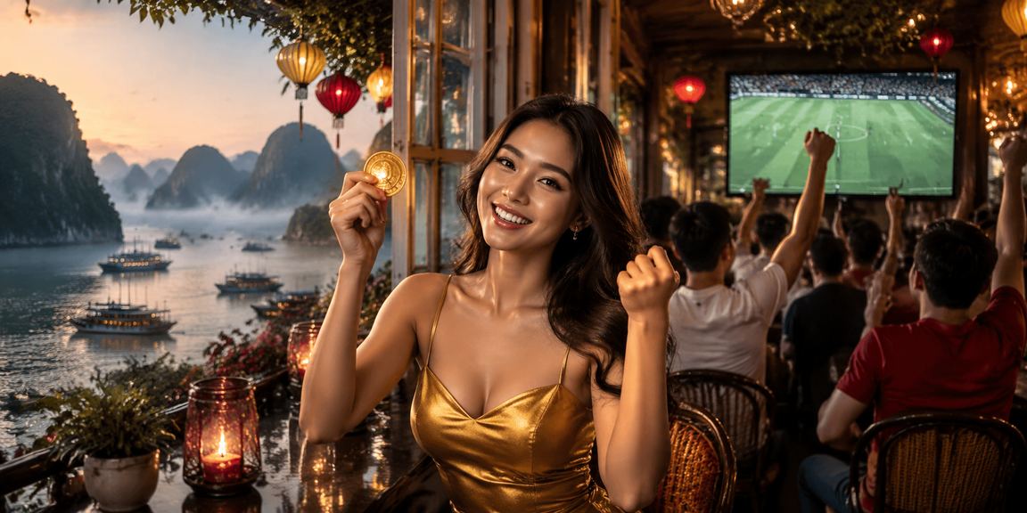 Khách du lịch tại vịnh Hạ Long thư giãn với cà phê và bonus hoàn tiền trực tuyến